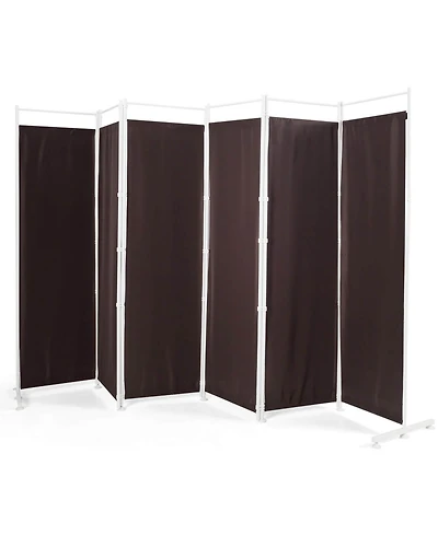 sumyeg 6-Foot 6-Panel Room Divider with Steel Support Base for Indoor Privacy Separation