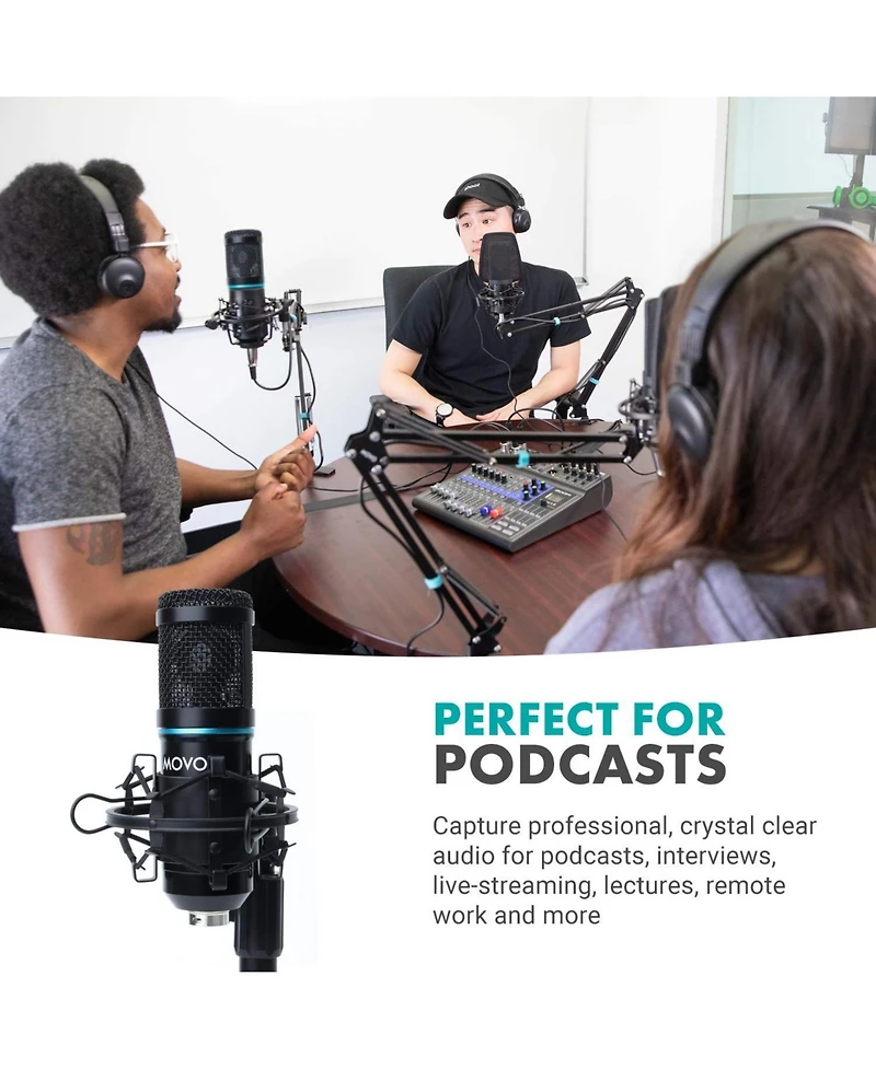 Movo Pc-M6 Universal Cardioid Condenser Podcast Microphone with Xlr and 3.5mm