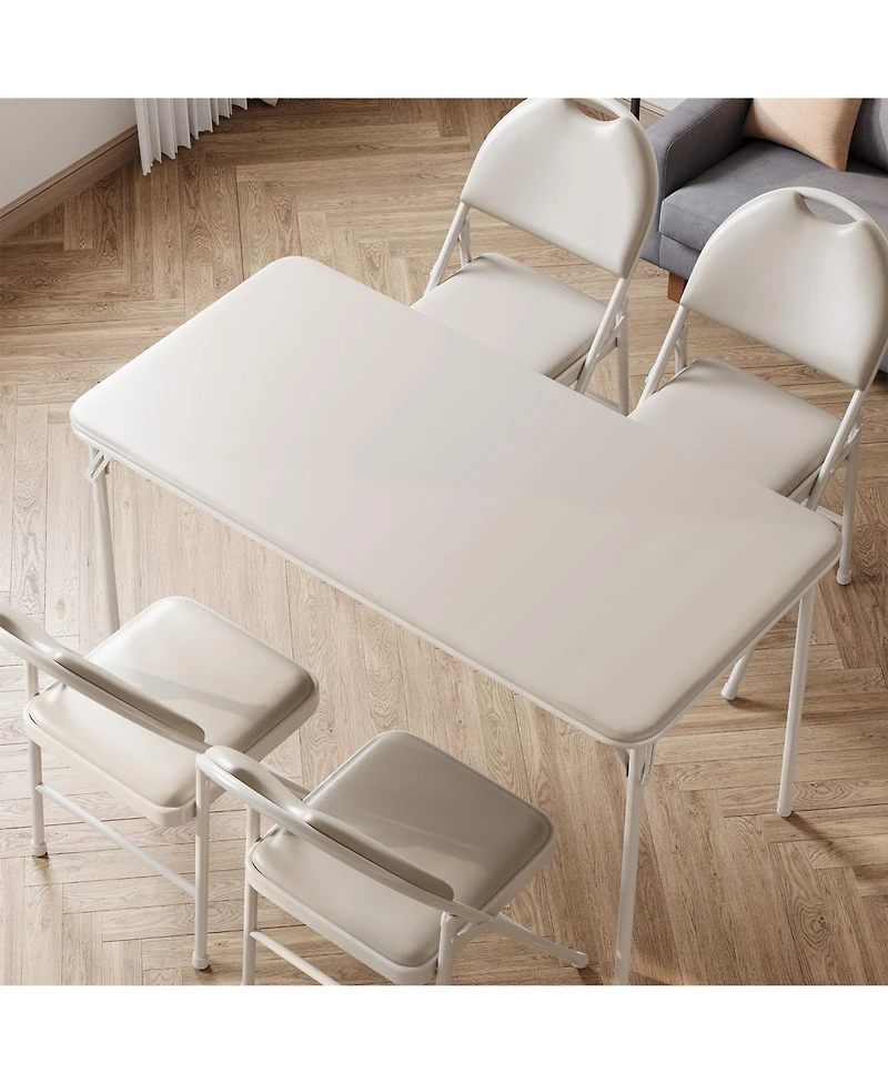 homfan Heavy-Duty Folding Table with Pu Leather Top and Sturdy Metal Frame - Portable Space-Saving for Parties, Picnics Events