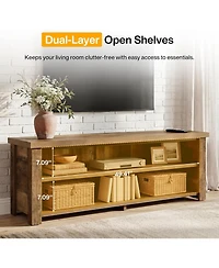 Tribesigns Farmhouse Media Console Entertainment Center with Storage, 2-Tier Television Stand