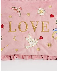 Fable England Women's Love Velvet Embroidered Pouch