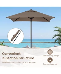 Gymax Patio Umbrella Market Umbrella Push Button Opening Sturdy Metal Ribs