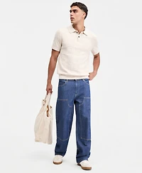 Sun + Stone Men's Square Stitch Marled Polo Shirt, Macy's Exclusive