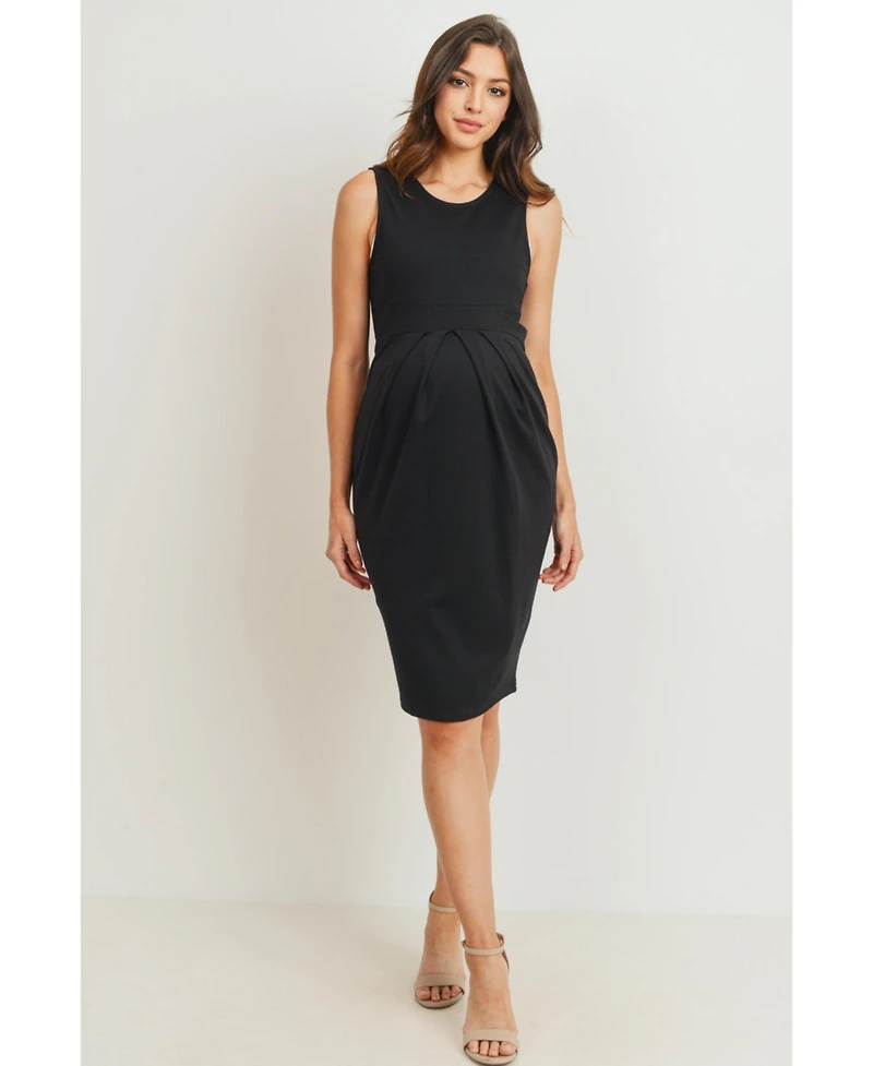 Hello Miz Maternity Sleeveless Pleated Bodycon Dress