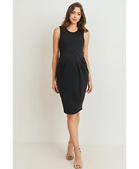 Hello Miz Maternity Sleeveless Pleated Bodycon Dress