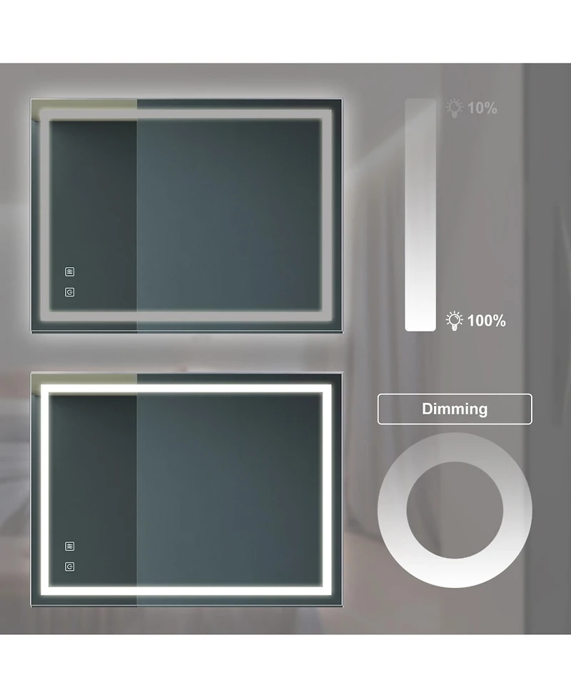 Phying Classy Led Vanity Mirror High Lumen Dimmable Touch Wall Switch Control Anti Fog Bathroom Mirror with Focused Backplane