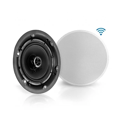 Pyle Ceiling and Wall Mount Speaker - Wireless Bluetooth 6.5" Dual 2-Way Audio Stereo Sound Subwoofer Kit w/ 300 Watts,