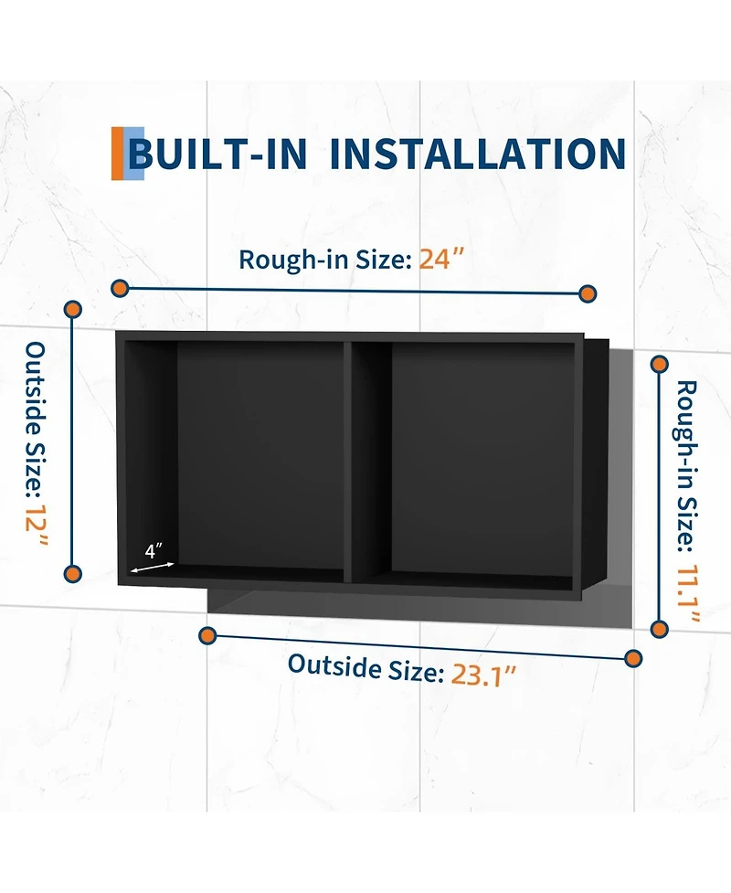 gaomon Recessed Shower Niche Double Tier Bathroom Wall Shelf 304 Stainless Steel Storage