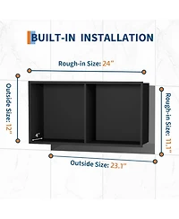 gaomon Recessed Shower Niche Double Tier Bathroom Wall Shelf 304 Stainless Steel Storage
