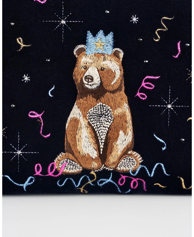 Fable England Women's Party Bear Embroidered Pouch
