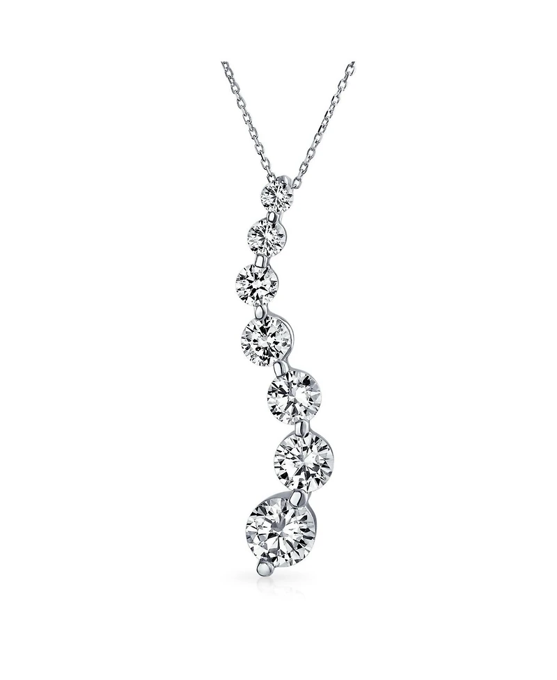 Bling Jewelry Love Is a Journey Cz Pendant Necklace and Stud Earrings Bridal Jewelry Set