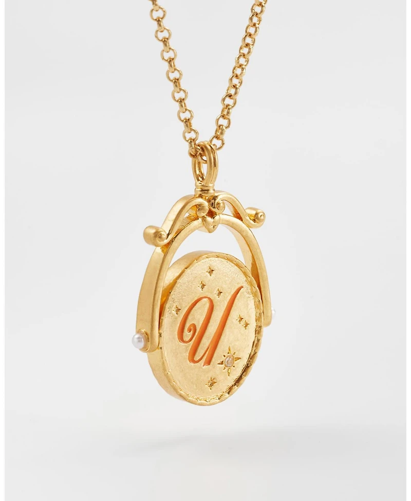 Fable England U Initial Ursinia Gold Spinner Chain Necklace