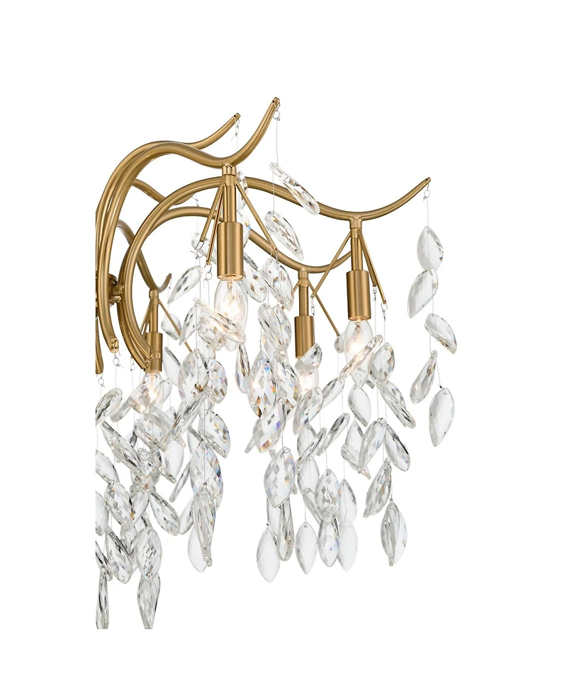 Vienna Full Spectrum Rysa Warm Brass Chandelier Modern Clear Crystal 9-Light Fixture for Dining Room House Foyer