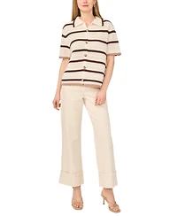 1.state Women's Collared Striped Short-Sleeve Button-Down Shirt