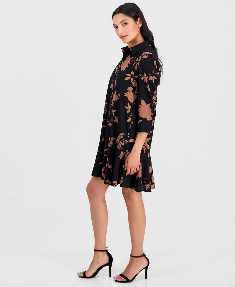 Robbie Bee Women's Printed 3/4-Sleeve Shirtdress