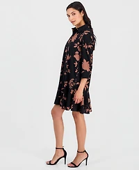 Robbie Bee Women's Printed 3/4-Sleeve Shirtdress