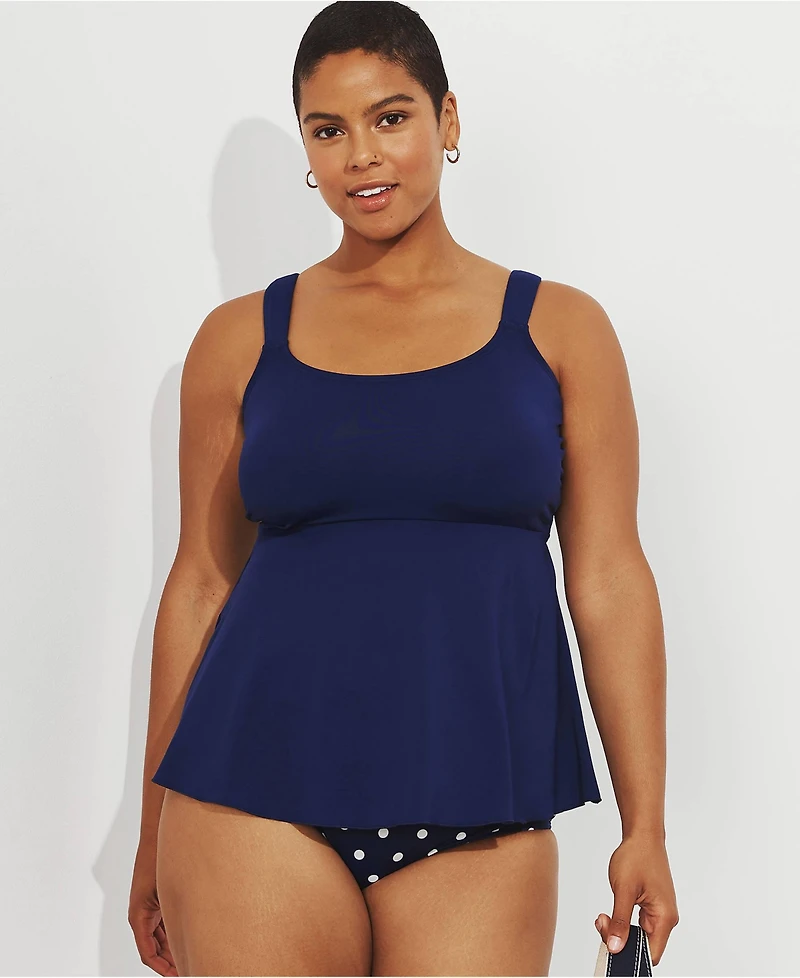 Lands' End Women's Plus Adjustable Scoop Neck Flutter Tankini Top