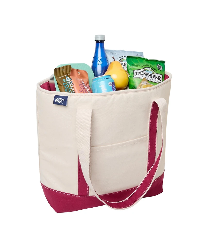 Lands' End Insulated Tote Bag with Zip Closure, Large Cooler for Travel, Pool, and Park