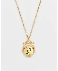 Fable England Women's Q Initial Queen Annes Lace Gold Spinner Chain Necklace