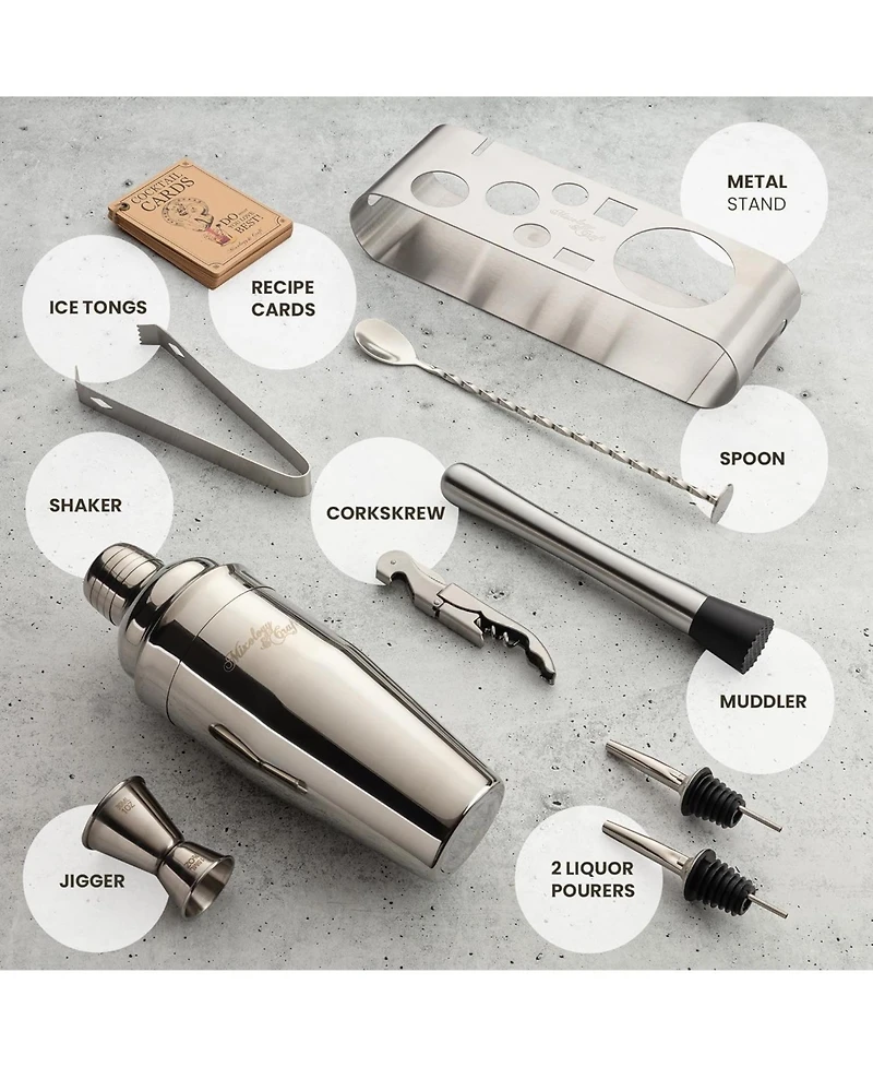 Zulay Kitchen Bartender Kit 9-Piece Bar Set Cocktail Shaker Set with Elegant Metal Stand