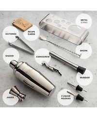 Zulay Kitchen Bartender Kit 9-Piece Bar Set Cocktail Shaker Set with Elegant Metal Stand
