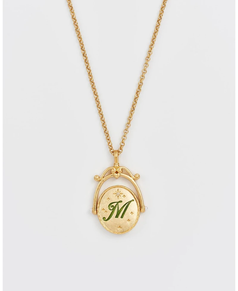 Fable England M Initial Magnolia Spinner Chain Necklace