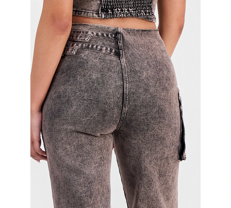 Bar Iii Women's Dirty Denim High-Rise Straight Jeans, Macy's Exclusive