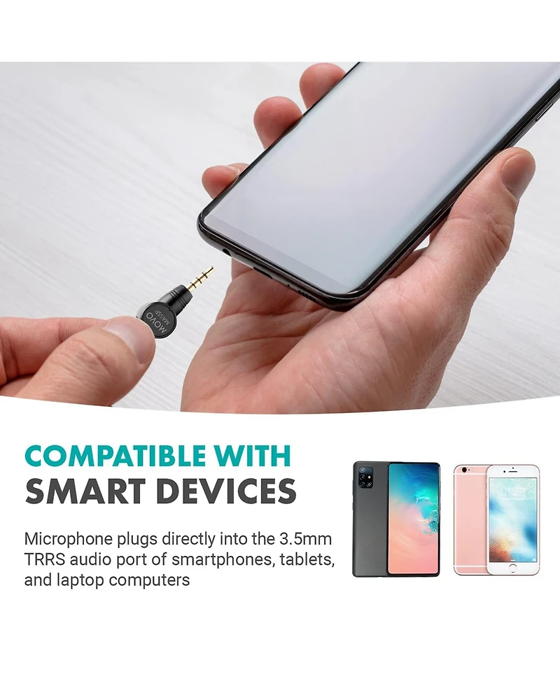 Movo MA5SP 3.5mm Trrs Shotgun Microphone for iPhone or Android Devices