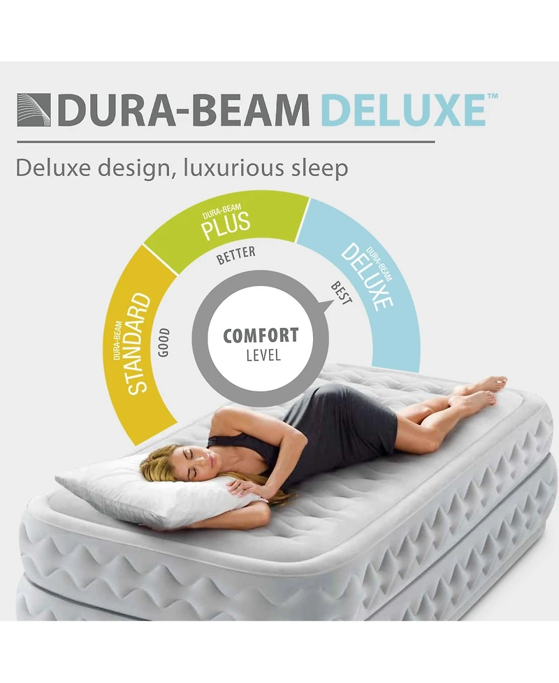 Intex 64489ED Dura Beam Supreme Air Flow Air Mattress with Built In Pump, Queen
