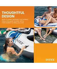 Intex Blue Tropic Inflatable Lake Island Water Float with Cooler and Cupholders