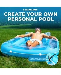 Swimline Original Suntan Tub Relaxing Outdoor Cushioned Water Lounge Float, Blue