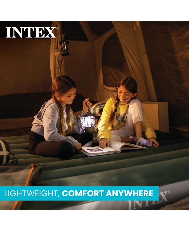 Intex 64763E Standard Dura Beam Downy Air Mattress Bed w/ Built In Pump, Queen