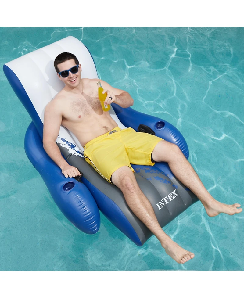 Intex Inflatable Floating Comfortable Recliner Lounges with Cup Holders (2 Pack