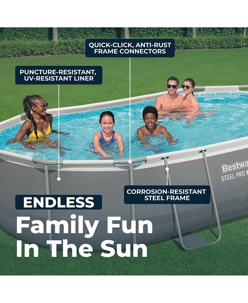 Bestway Power Steel 16' x 10' x 42" Rectangular Above Ground Swimming Pool Set