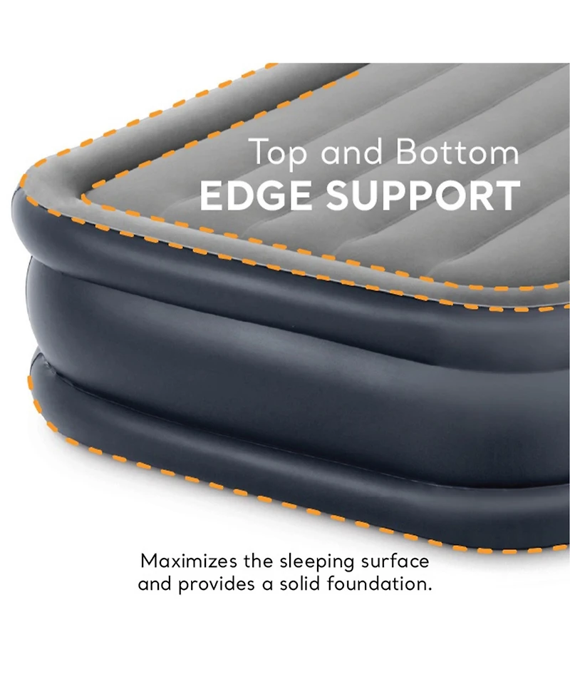 Intex Dura Beam Deluxe Pillow Raised Air Mattress w/ Built In Pump, Twin, 2 Pack