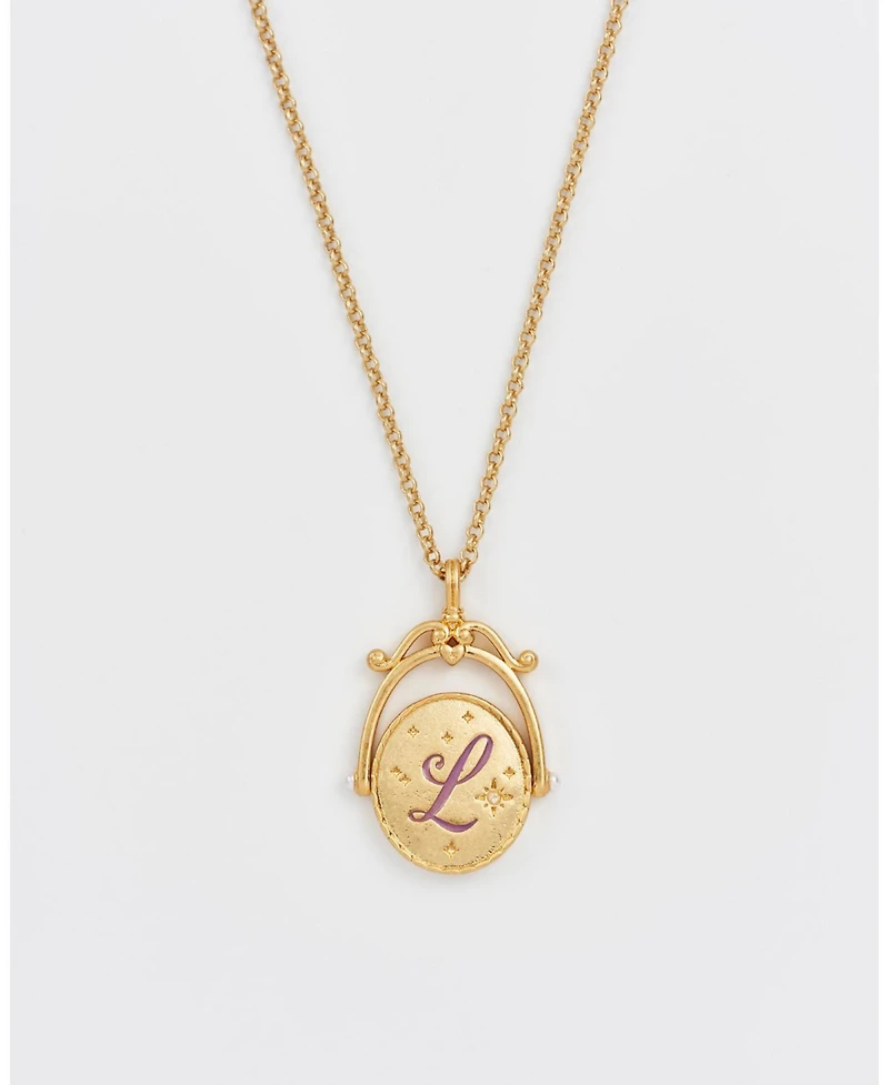 Fable England L Initial Lavender Spinner Chain Necklace