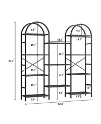 Gaomon 4-Tier Industrial Arched Triple Column Bookshelf, Storage Rack for Living Room, Bedroom, Home Office