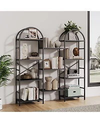Gaomon 4-Tier Industrial Arched Triple Column Bookshelf, Storage Rack for Living Room, Bedroom, Home Office