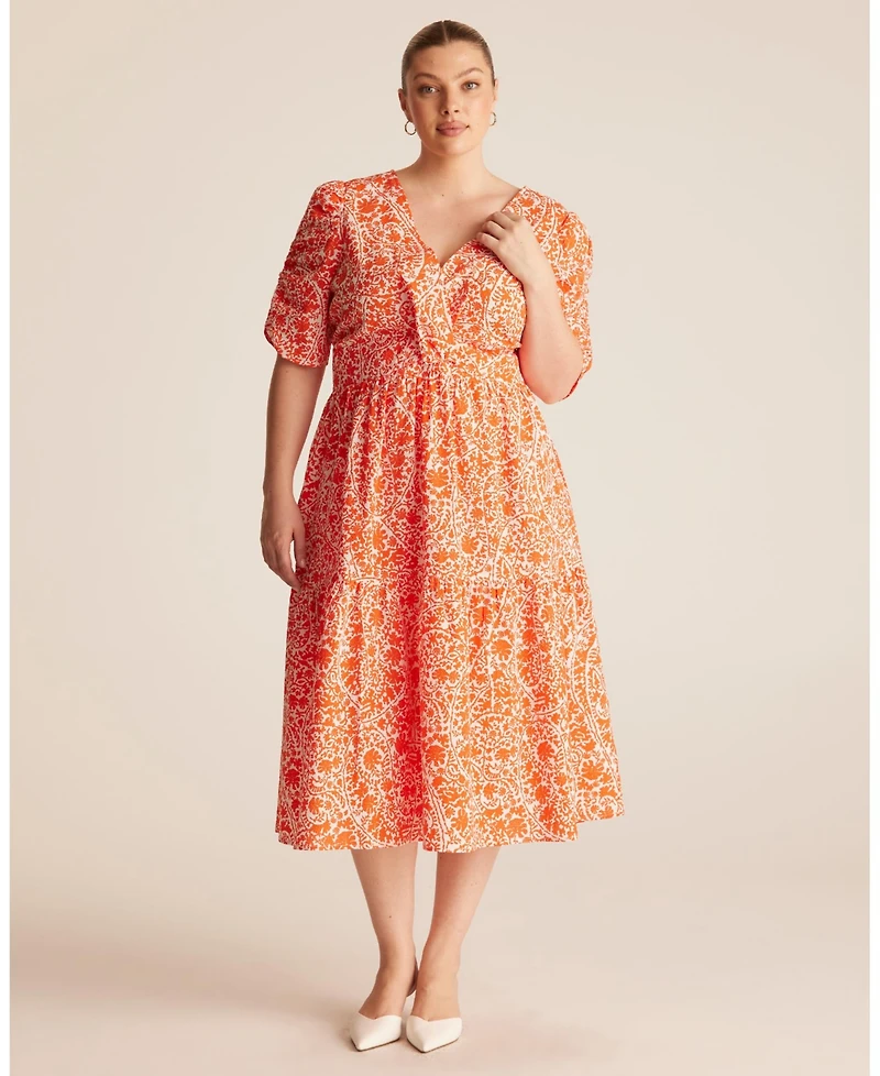 Estelle Plus Dreamaya Tiered V-neck Fit Flare Midi Dress