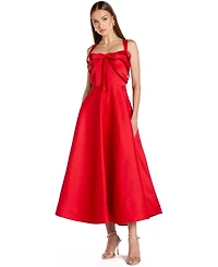 Mac Duggal Women's Satin Sleeveless A Line Ankle Dress With Bow