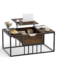 Gymax Lift Top Coffee Table Modern Center Table Accent Tea Table for Living Room