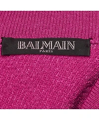 Pre-Owned Balmain Women's Fuchsia Jacquard Knit Button Detail Mini Dress