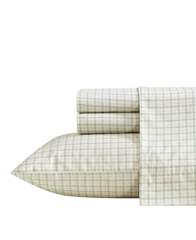 Nautica Calm Seas Gingham 200-Thread Count Cotton Percale 4-Pc. Sheet Set