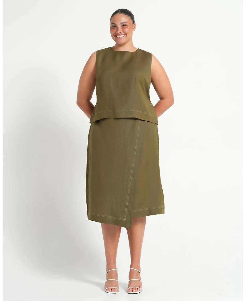 Estelle Plus Sonnet Linen Sleeveless Summer Tie-back Top