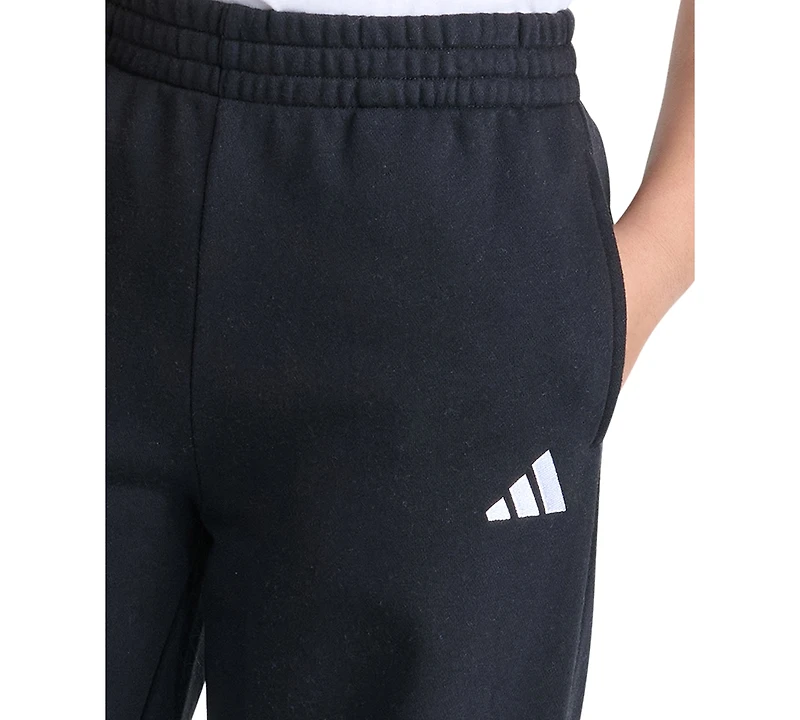 adidas Girls' 8-16 Elastic Waistband Wide-Leg Fleece Pants