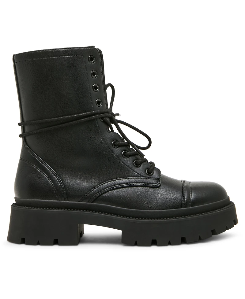 Madden Girl Women's Ariella Lace-Up Lug Combat Boots