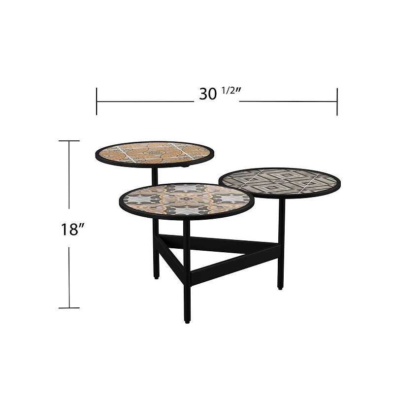 Augusta Home Lorengo Outdoor 3-Tier Cocktail Table