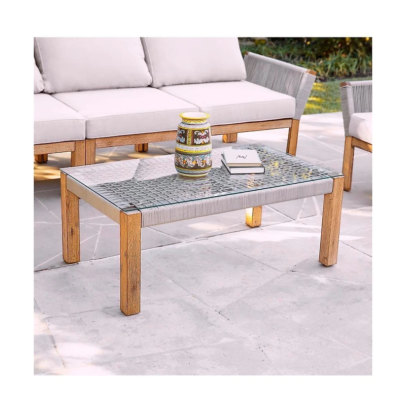 Augusta Home Brendina Outdoor Glass-Top Cocktail Table