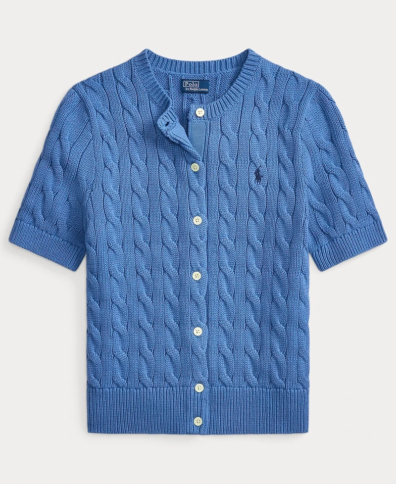 Polo Ralph Lauren Women's Cable-Knit Cotton Short-Sleeve Cardigan