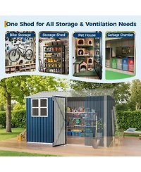 gaomon 10x8 Feet Outdoor Storage Shed, Metal Garden Shed with Lockable Doors/Cross Windows, Weather-Resistant Galvanized Steel Shed with Gable Roof